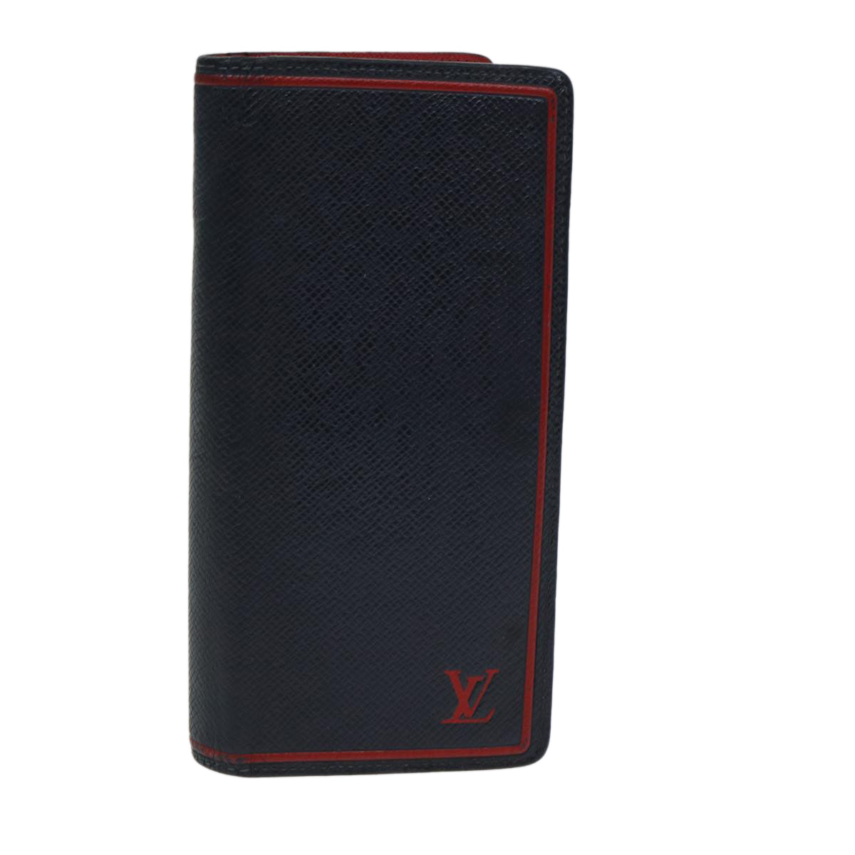 LOUIS VUITTON Taiga Brazza Portefeuille Wallet Blue Marine M30502 Auth bs15058