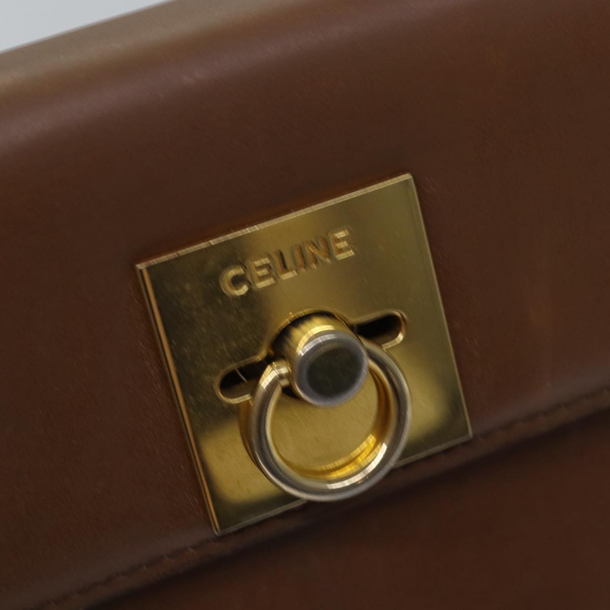 CELINE Hand Bag Leather Brown Auth bs15080