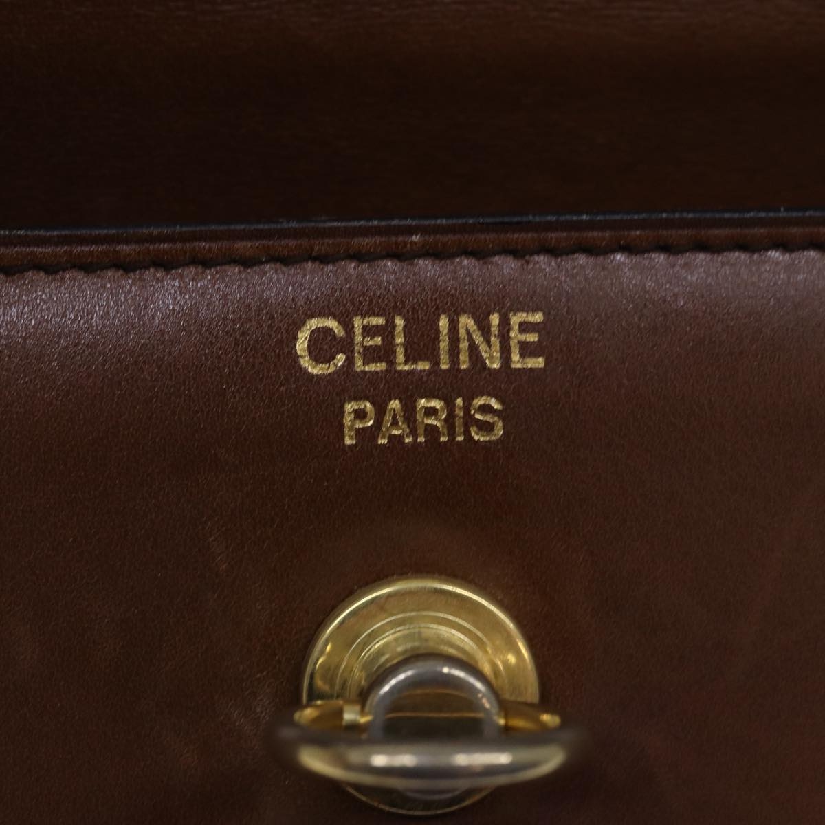 CELINE Hand Bag Leather Brown Auth bs15080