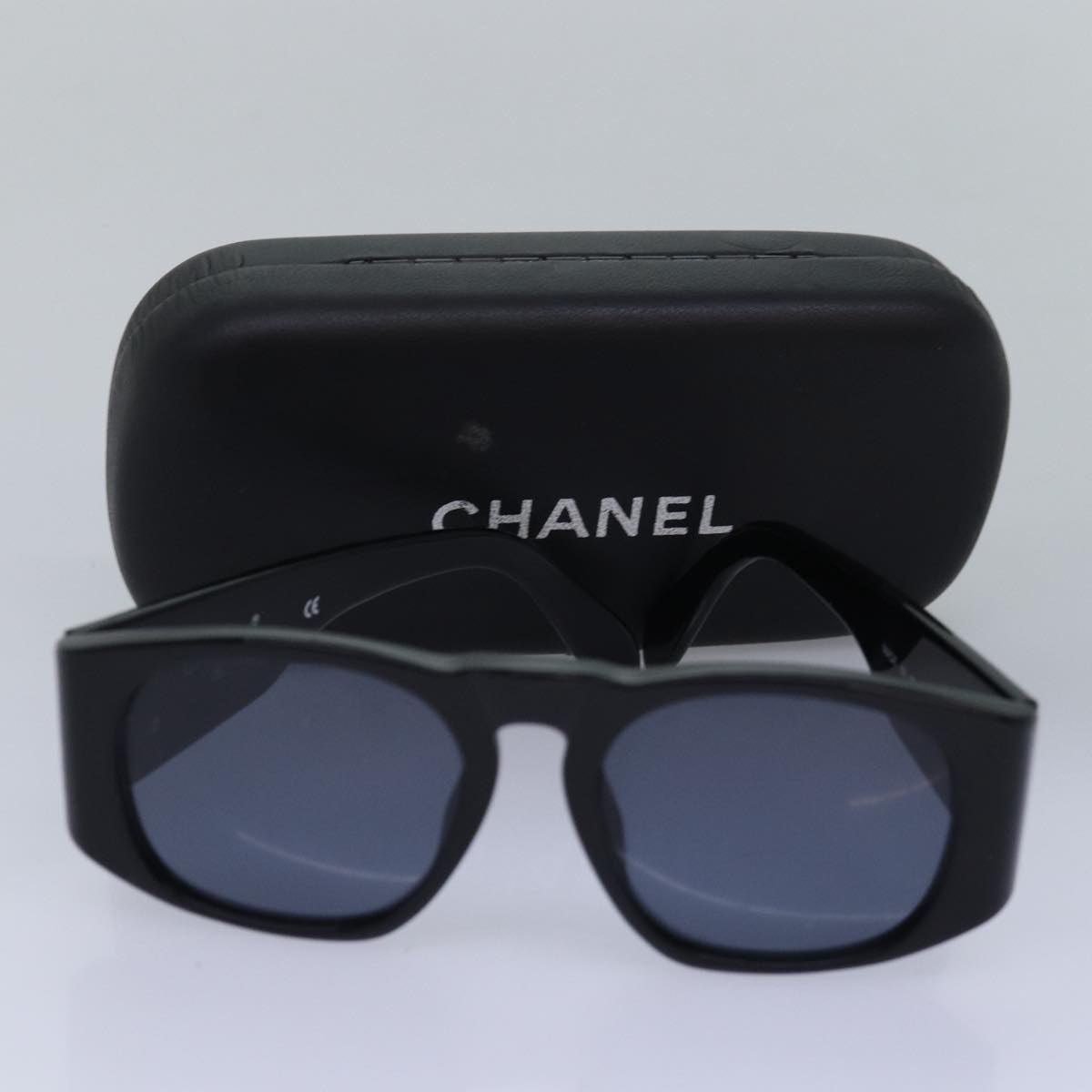 CHANEL Sunglasses plastic Black CC Auth bs15082