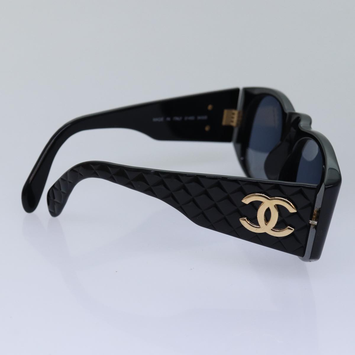 CHANEL Sunglasses plastic Black CC Auth bs15082