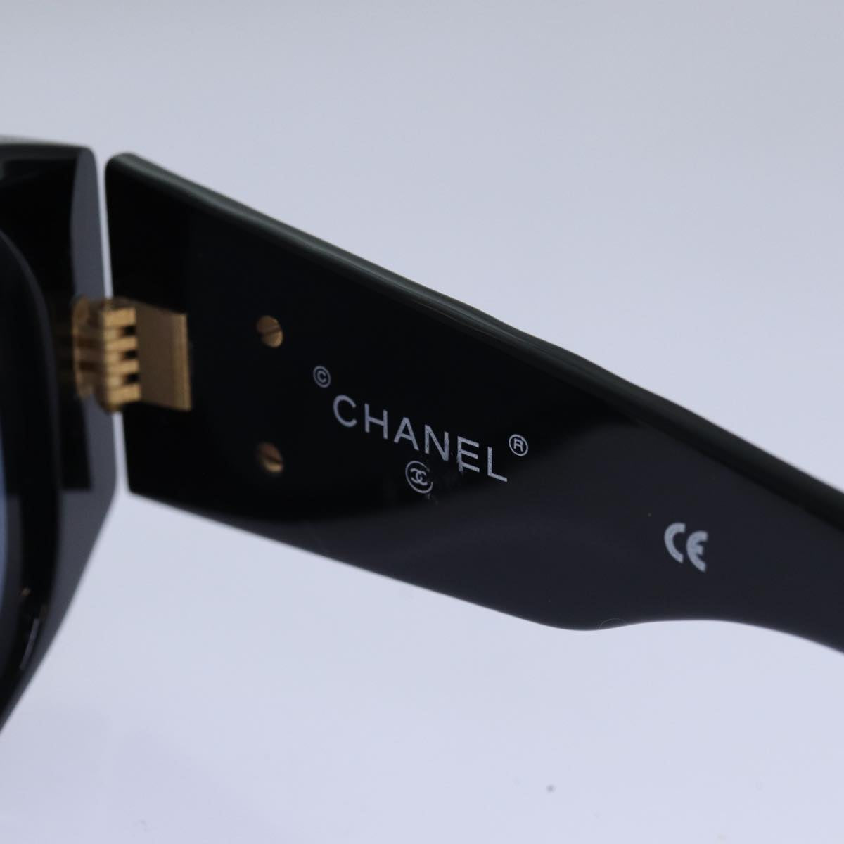 CHANEL Sunglasses plastic Black CC Auth bs15082