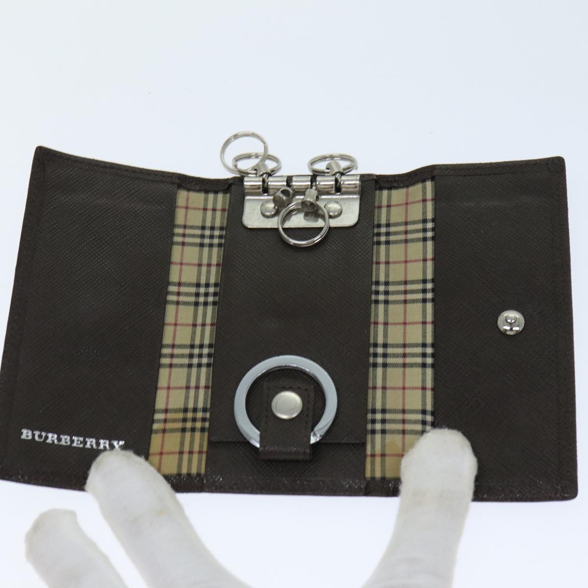 BURBERRY Coin Purse Billfold Canvas Leather 5Set Beige Black Auth bs15090