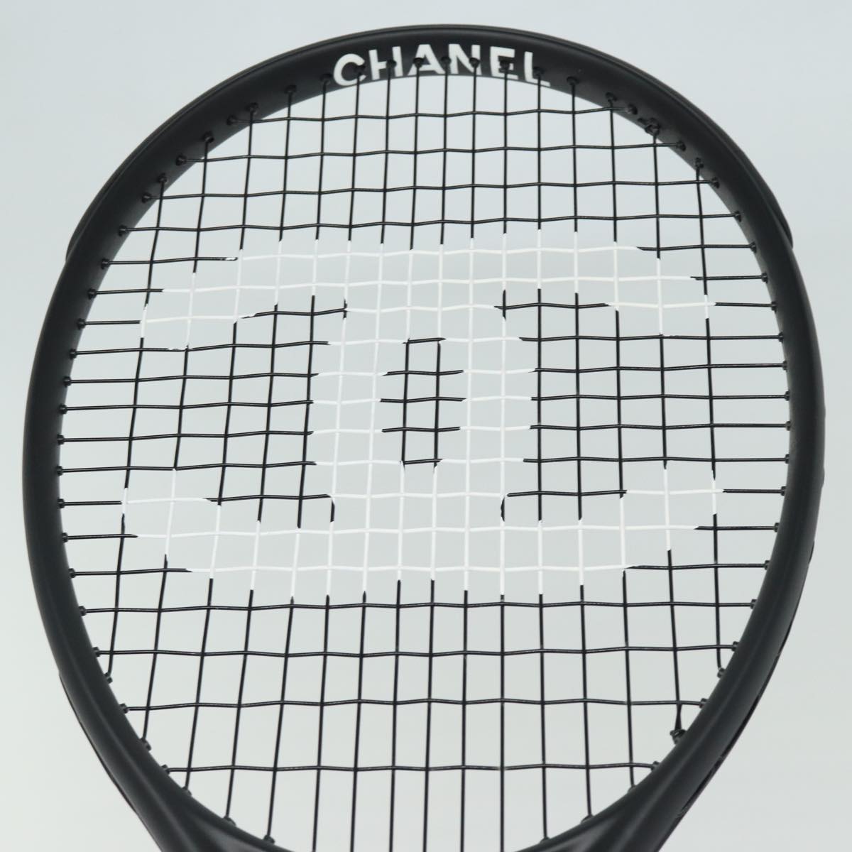 CHANEL Tennis Racket And Ball Set Leather Black White CC Auth bs15099A