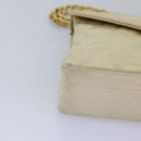 CHANEL Matelasse Chain Shoulder Bag Satin Beige CC Auth bs15109-15