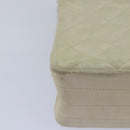 CHANEL Matelasse Chain Shoulder Bag Satin Beige CC Auth bs15109-17