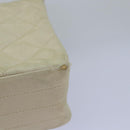 CHANEL Matelasse Chain Shoulder Bag Satin Beige CC Auth bs15109-8