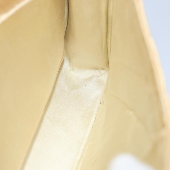 CHANEL Matelasse Chain Shoulder Bag Satin Beige CC Auth bs15109