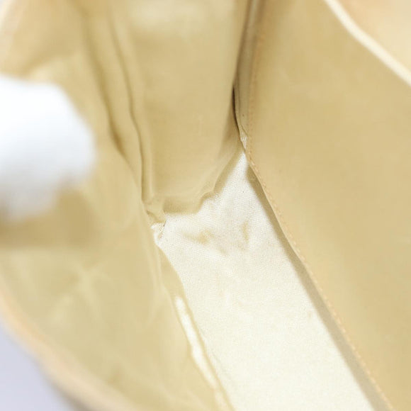 CHANEL Matelasse Chain Shoulder Bag Satin Beige CC Auth bs15109