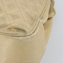 CHANEL Matelasse Chain Shoulder Bag Lamb Skin Beige CC Auth bs15118-10