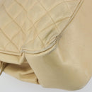 CHANEL Matelasse Chain Shoulder Bag Lamb Skin Beige CC Auth bs15118-11