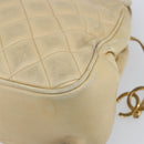 CHANEL Matelasse Chain Shoulder Bag Lamb Skin Beige CC Auth bs15118-12