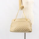 CHANEL Matelasse Chain Shoulder Bag Lamb Skin Beige CC Auth bs15118-24