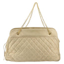 CHANEL Matelasse Chain Shoulder Bag Lamb Skin Beige CC Auth bs15118-2