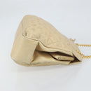 CHANEL Matelasse Chain Shoulder Bag Lamb Skin Beige CC Auth bs15118-4