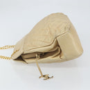 CHANEL Matelasse Chain Shoulder Bag Lamb Skin Beige CC Auth bs15118-5