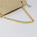 CHANEL Matelasse Chain Shoulder Bag Lamb Skin Beige CC Auth bs15118-7