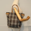 BURBERRY Nova Check Blue Label Tote Bag Nylon Brown Auth bs15120-20