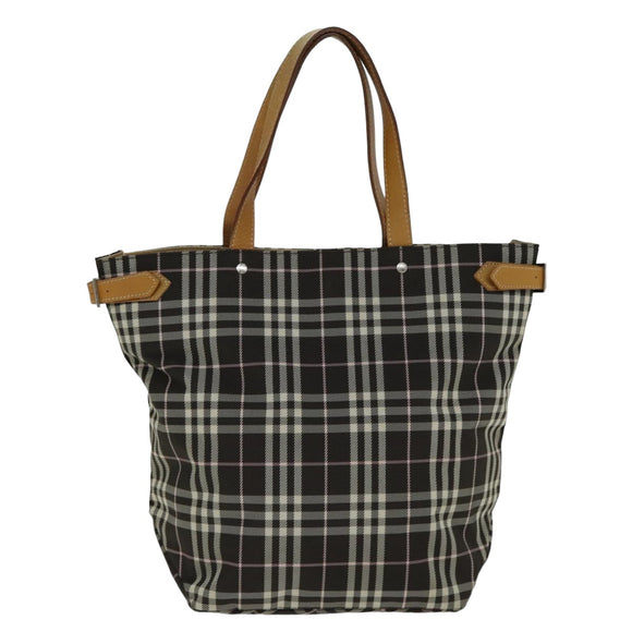BURBERRY Nova Check Blue Label Tote Bag Nylon Brown Auth bs15120