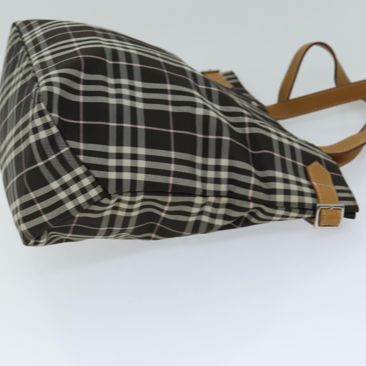 BURBERRY Nova Check Blue Label Tote Bag Nylon Brown Auth bs15120