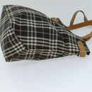 BURBERRY Nova Check Blue Label Tote Bag Nylon Brown Auth bs15120-3