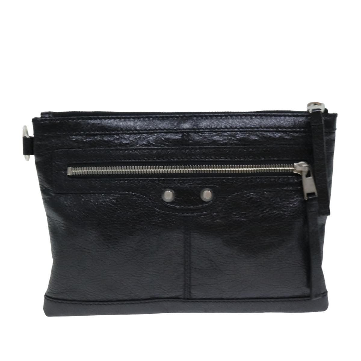 BALENCIAGA Clutch Bag Leather Black 273021 Auth bs15132