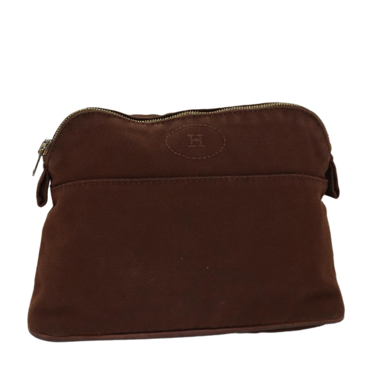 HERMES Bolide PM Pouch Canvas Brown Auth bs15142