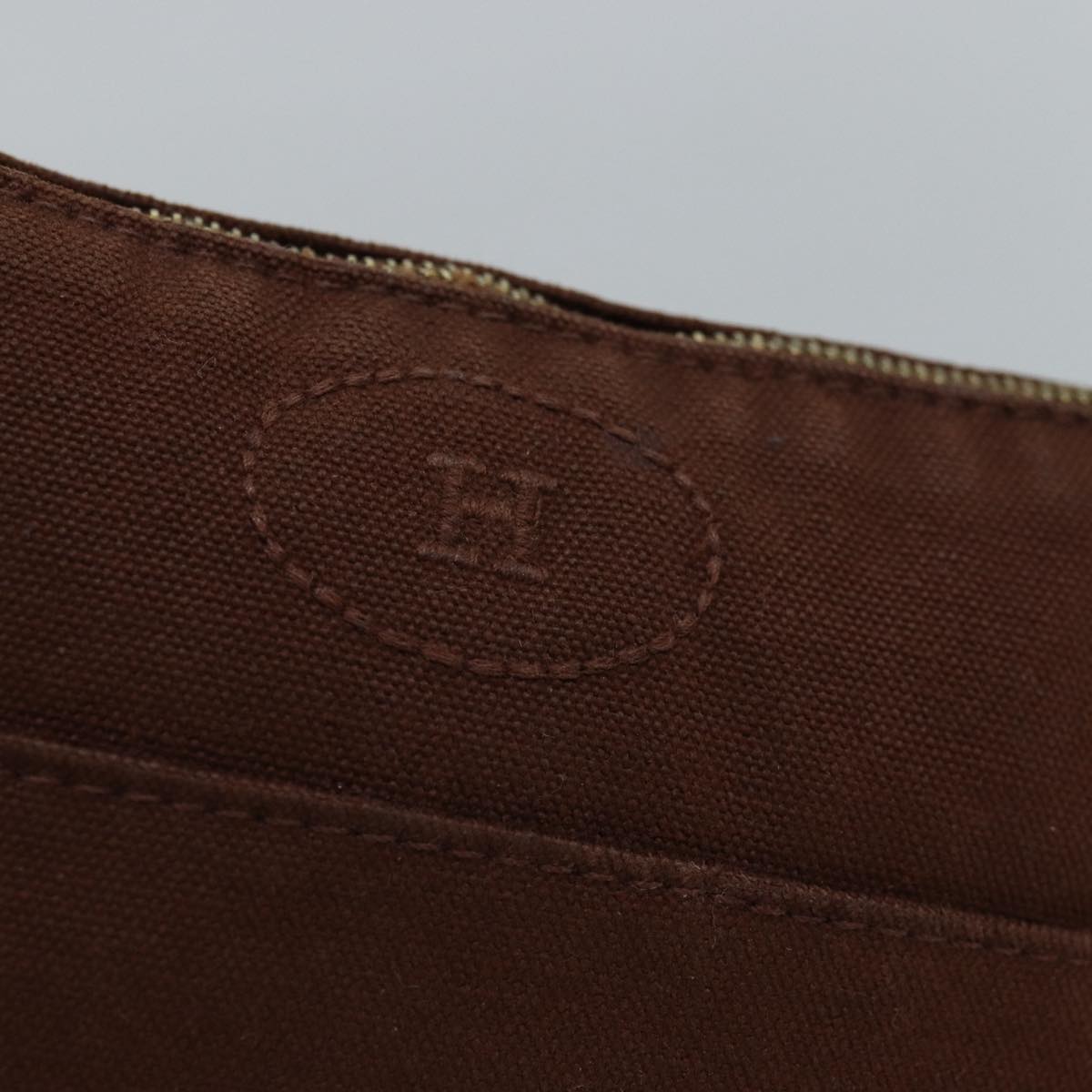 HERMES Bolide PM Pouch Canvas Brown Auth bs15142