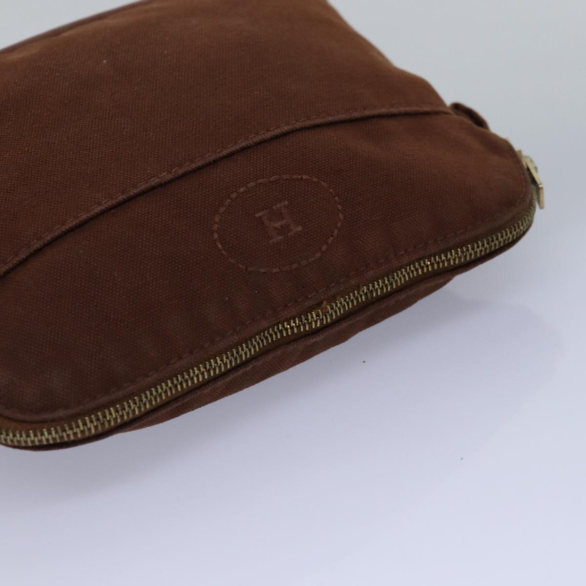 HERMES Bolide PM Pouch Canvas Brown Auth bs15142