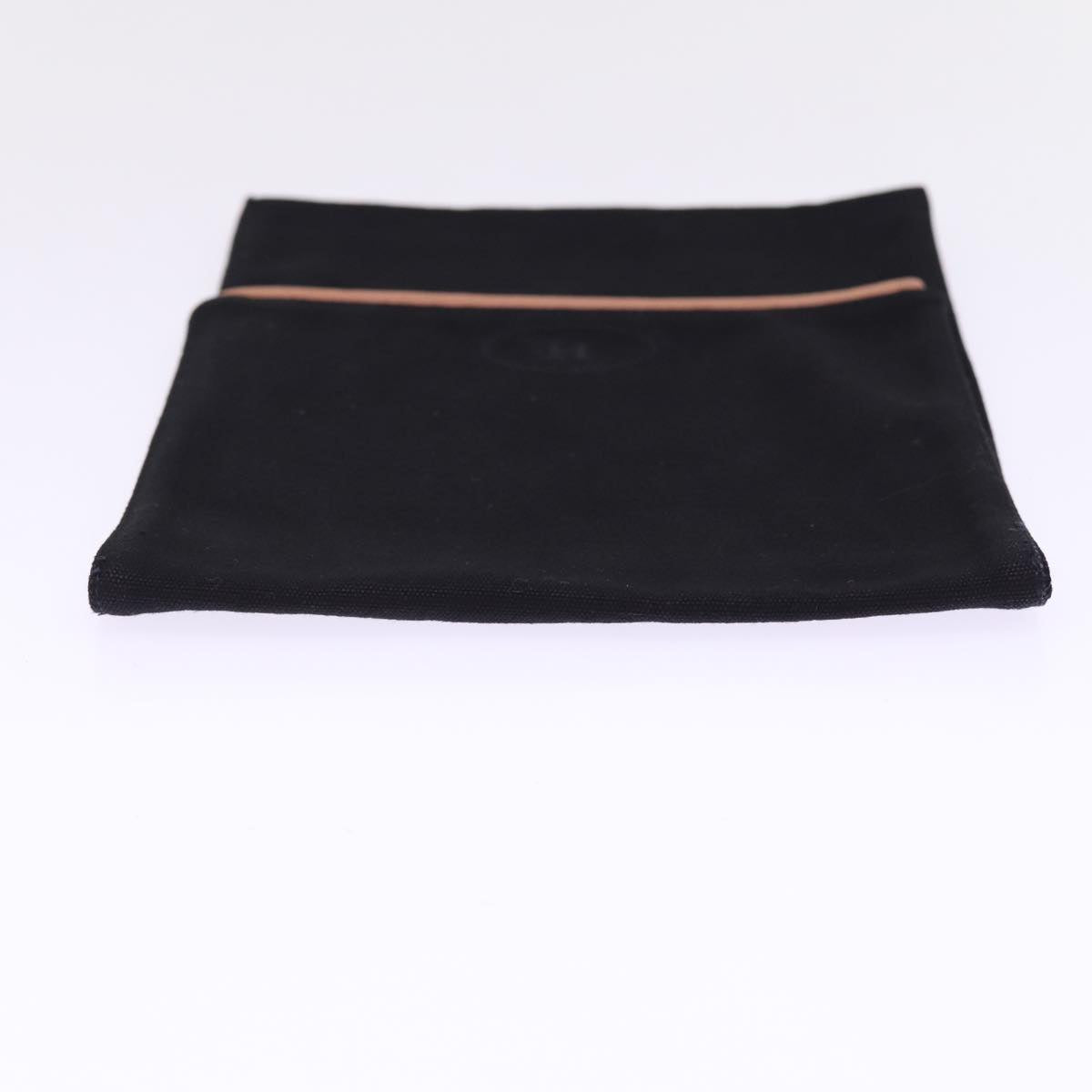 HERMES Shoes Case Hand Bag Canvas Black Auth bs15155