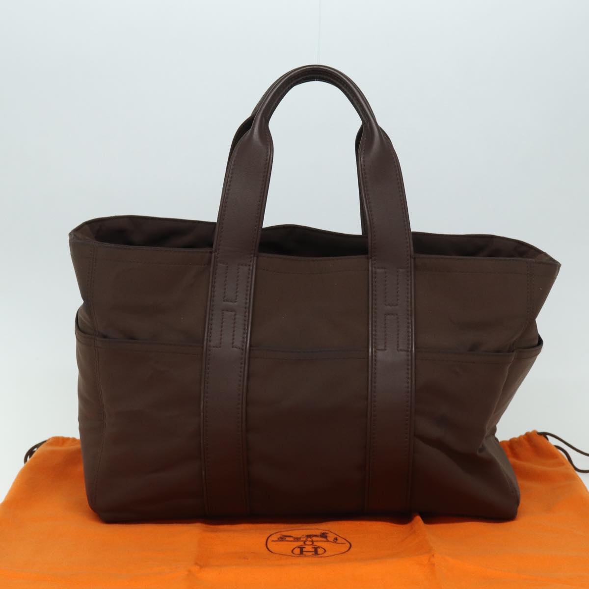 HERMES Akapu Luco MM  Nylon Brown Auth bs15158