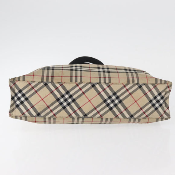 BURBERRY Nova Check Blue Label Hand Bag Nylon Beige Auth bs15174