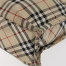 BURBERRY Nova Check Blue Label Hand Bag Nylon Beige Auth bs15174-10