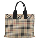 BURBERRY Nova Check Blue Label Hand Bag Nylon Beige Auth bs15174-13