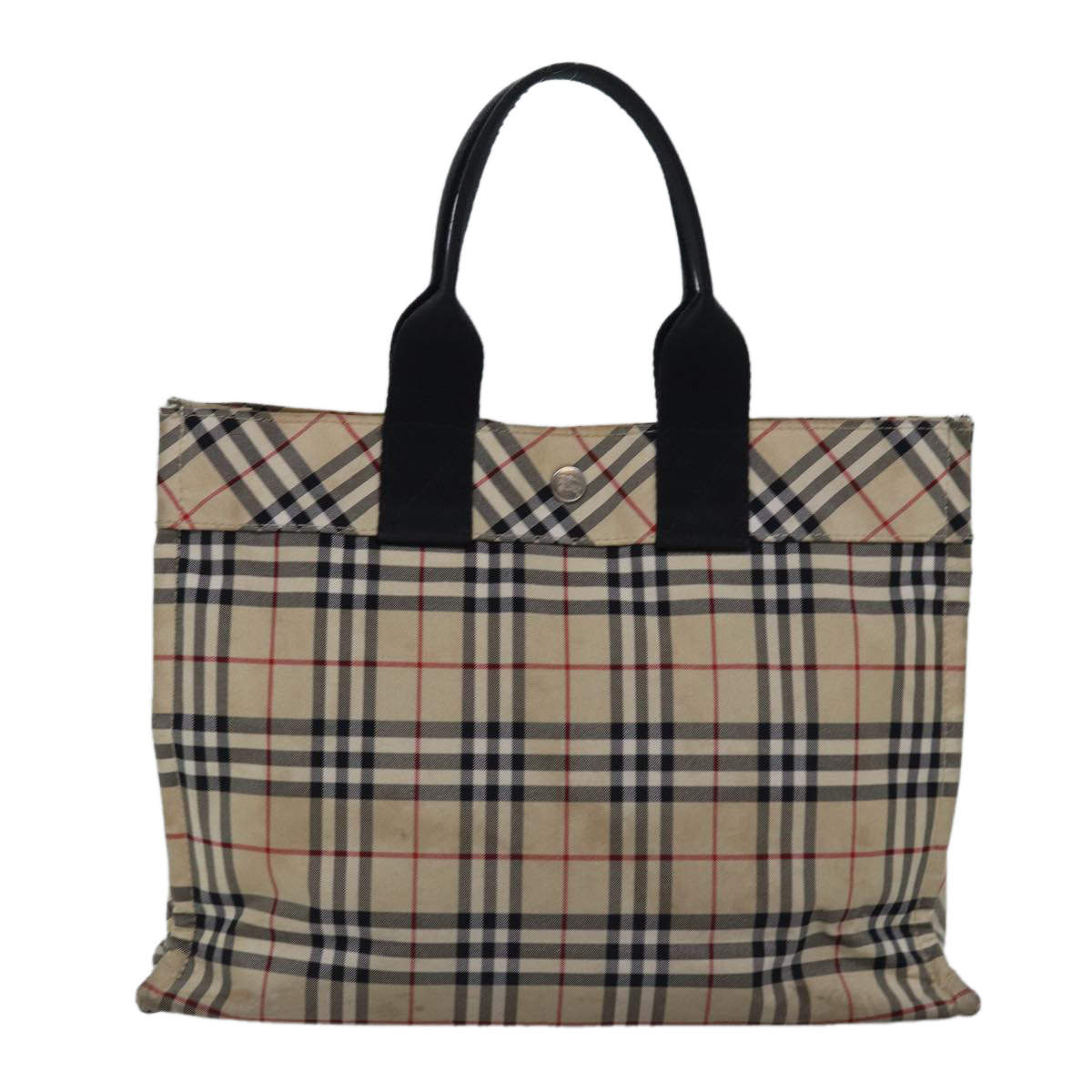 BURBERRY Nova Check Blue Label Hand Bag Nylon Beige Auth bs15174 - 0