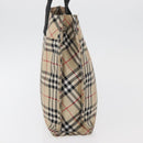 BURBERRY Nova Check Blue Label Hand Bag Nylon Beige Auth bs15174-3