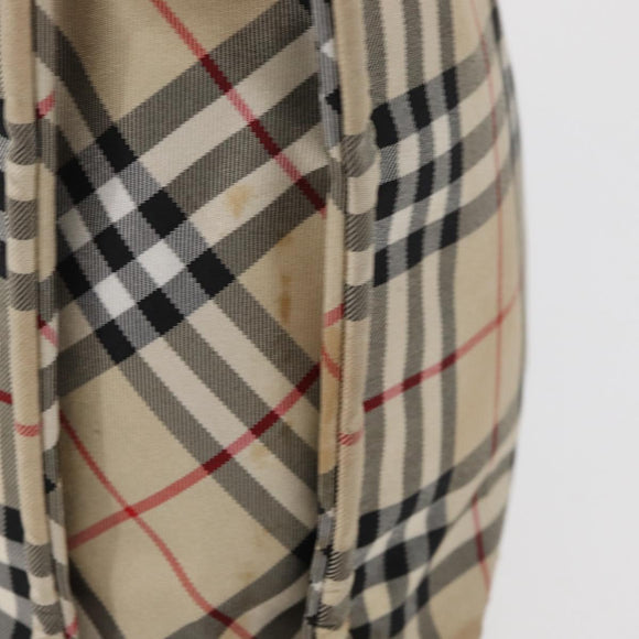 BURBERRY Nova Check Blue Label Hand Bag Nylon Beige Auth bs15174
