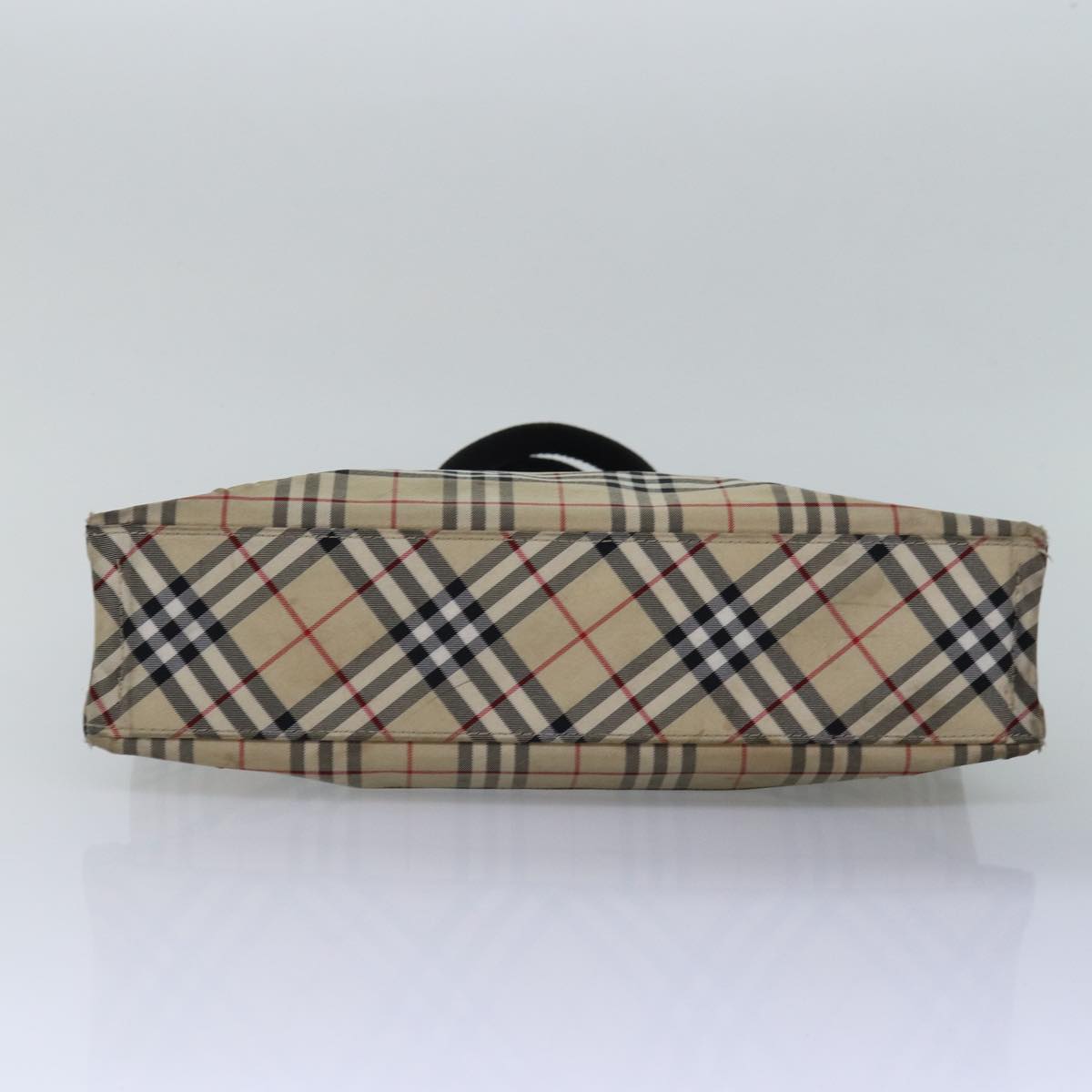 BURBERRY Nova Check Blue Label Hand Bag Nylon Beige Auth bs15174