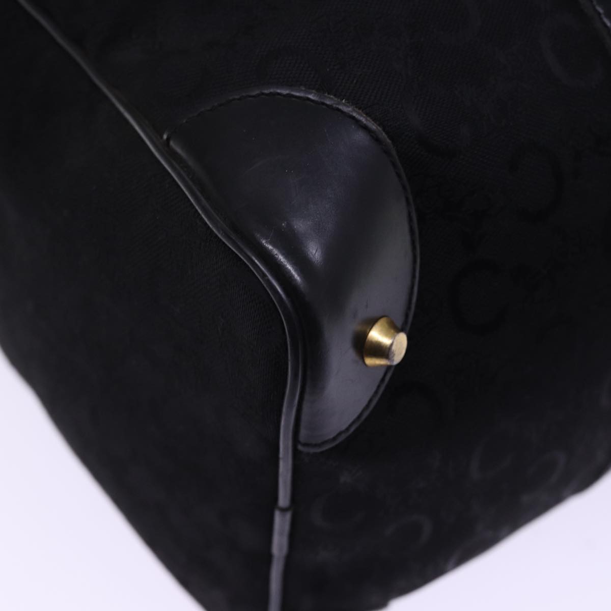 CELINE C Macadam Canvas Boston Bag Black Auth bs15198