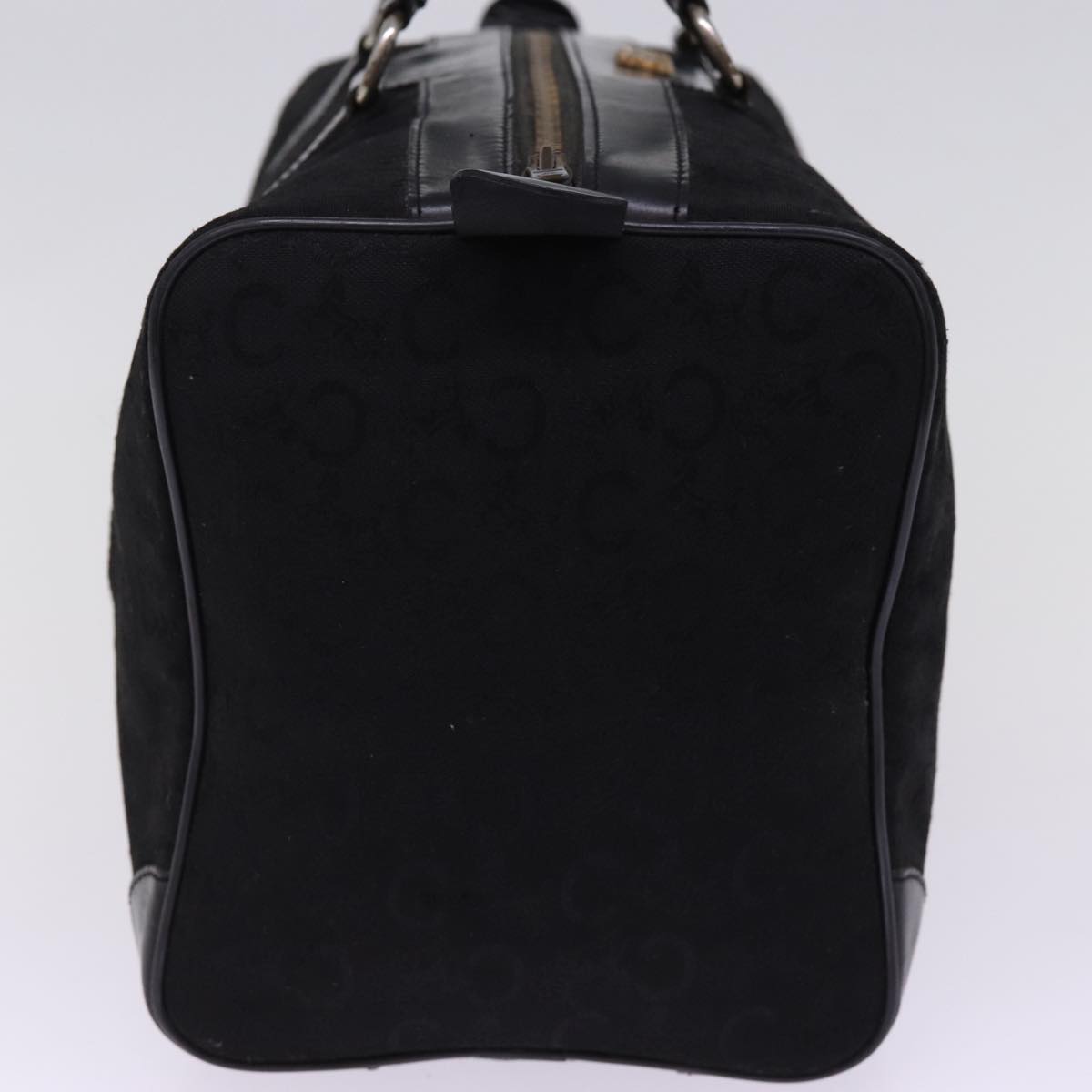 CELINE C Macadam Canvas Boston Bag Black Auth bs15198