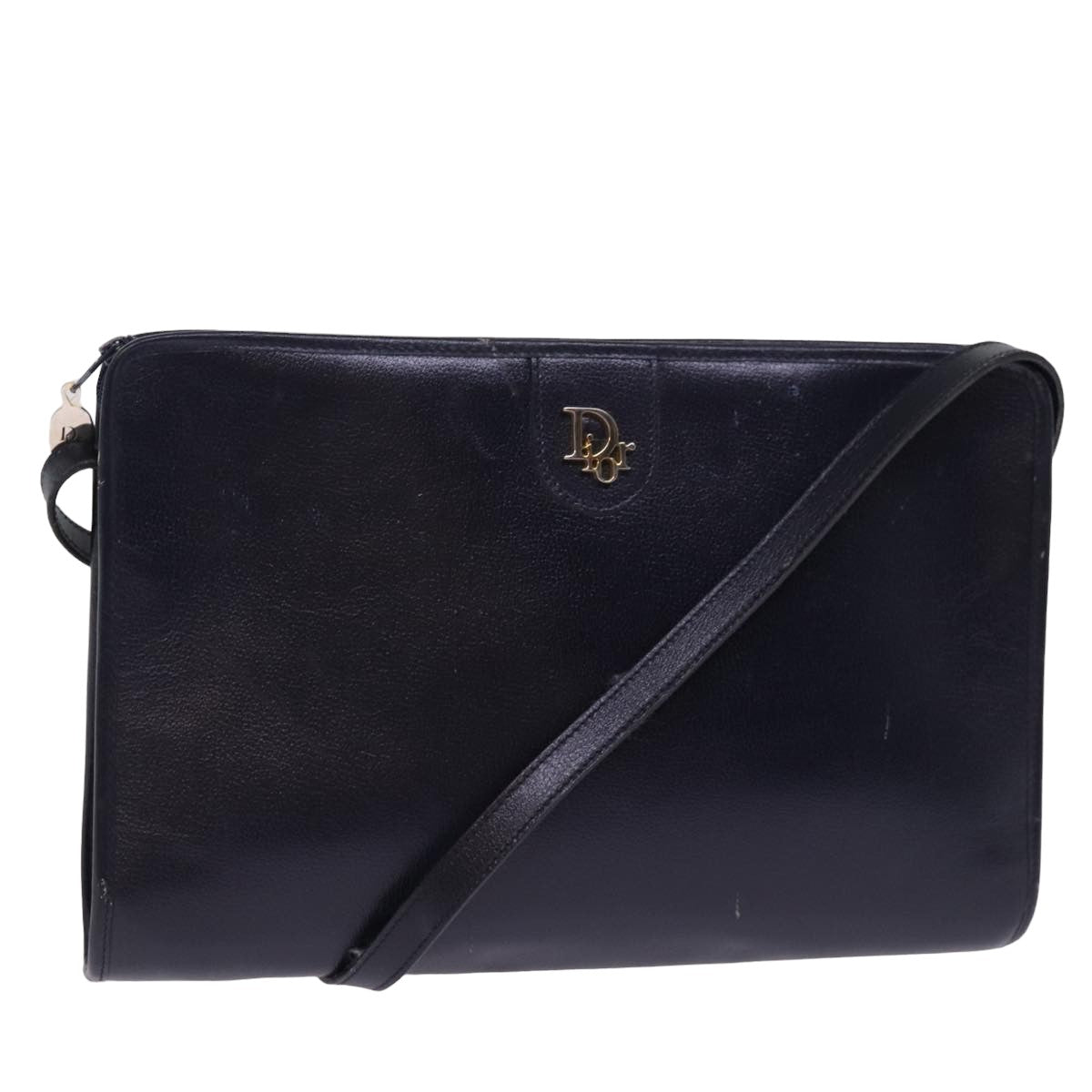 Christian Dior Shoulder Bag Leather Navy Auth bs15206