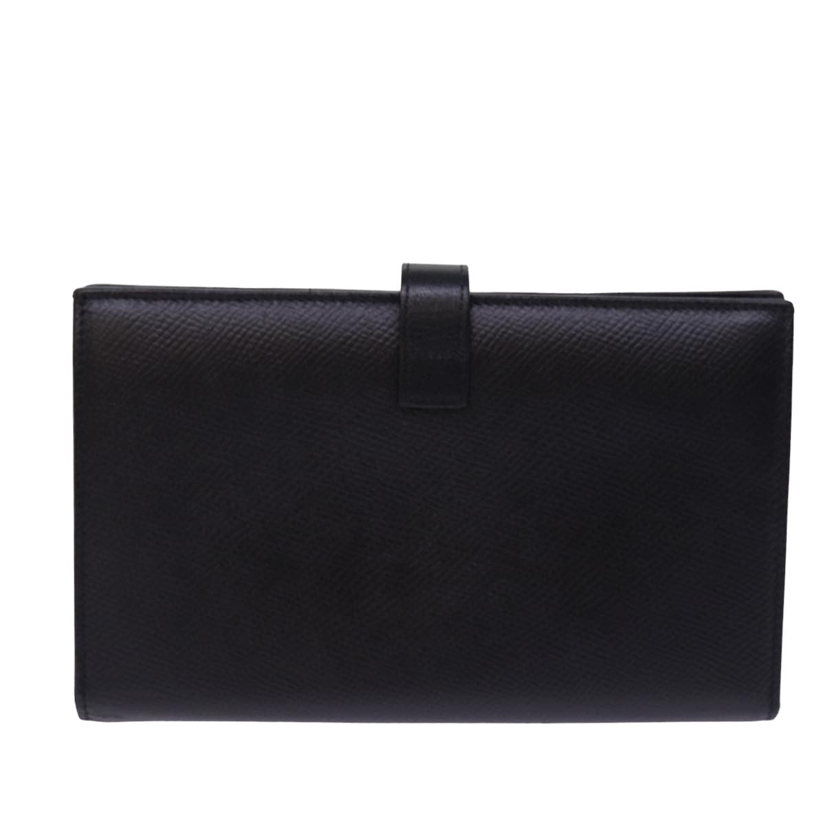 CELINE Large Strap Wallet Leather Black Auth bs15228