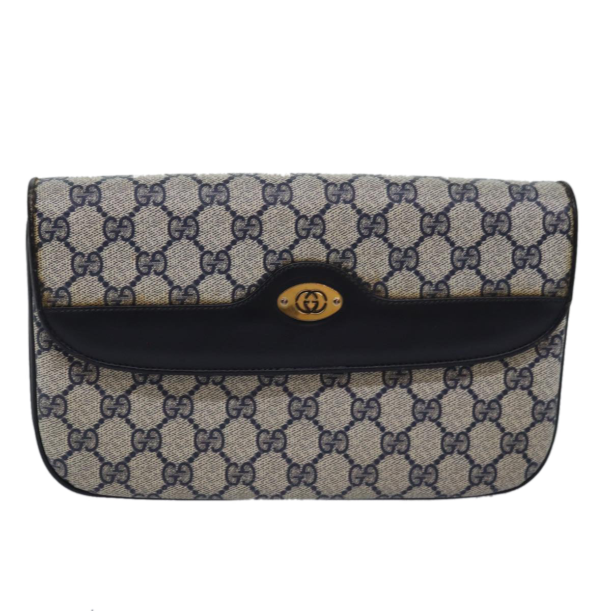 GUCCI GG Supreme Shoulder Bag PVC Leather Navy 004 106 0024 Auth bs15229