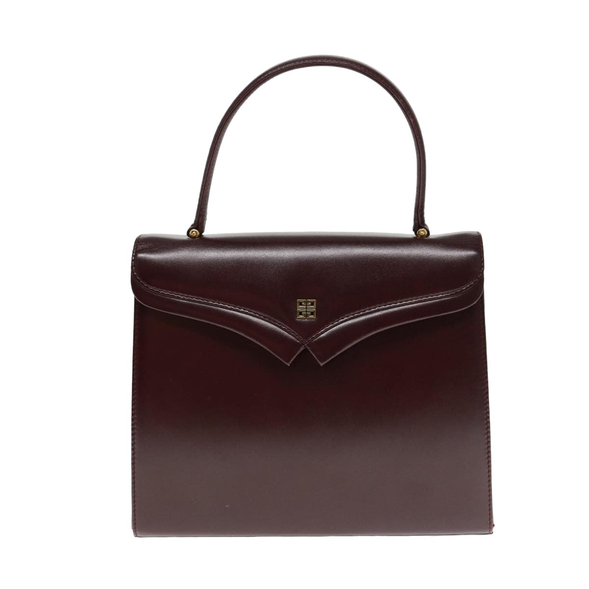 GIVENCHY Hand Bag Leather Wine Red Auth bs15231