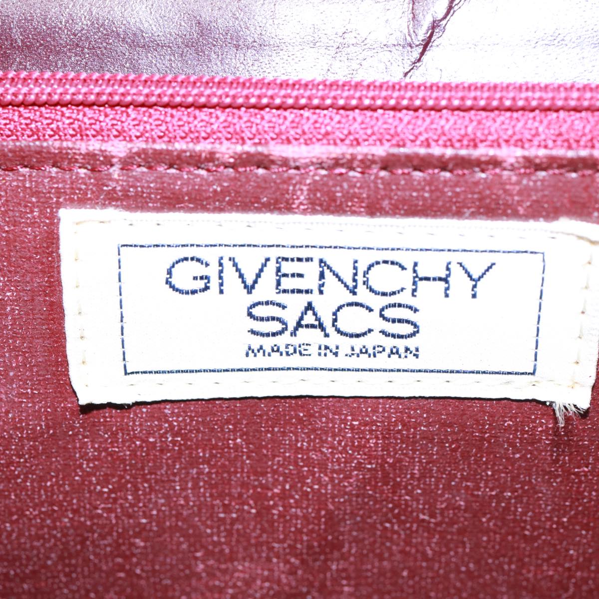 GIVENCHY Hand Bag Leather Wine Red Auth bs15231