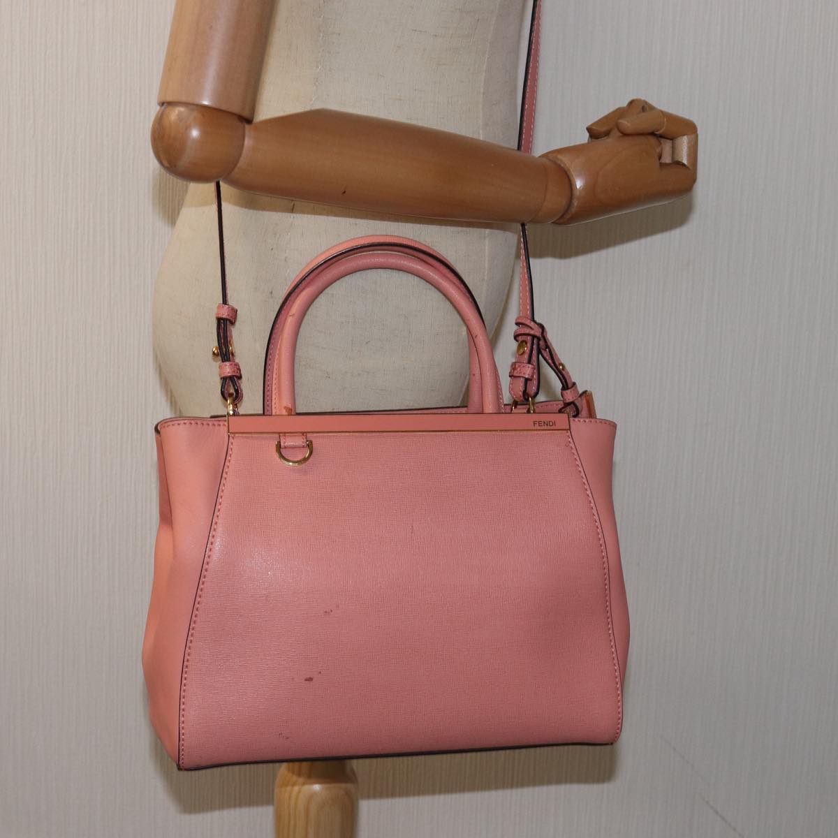 FENDI To joule Hand Bag Leather 2way Pink Auth bs15234