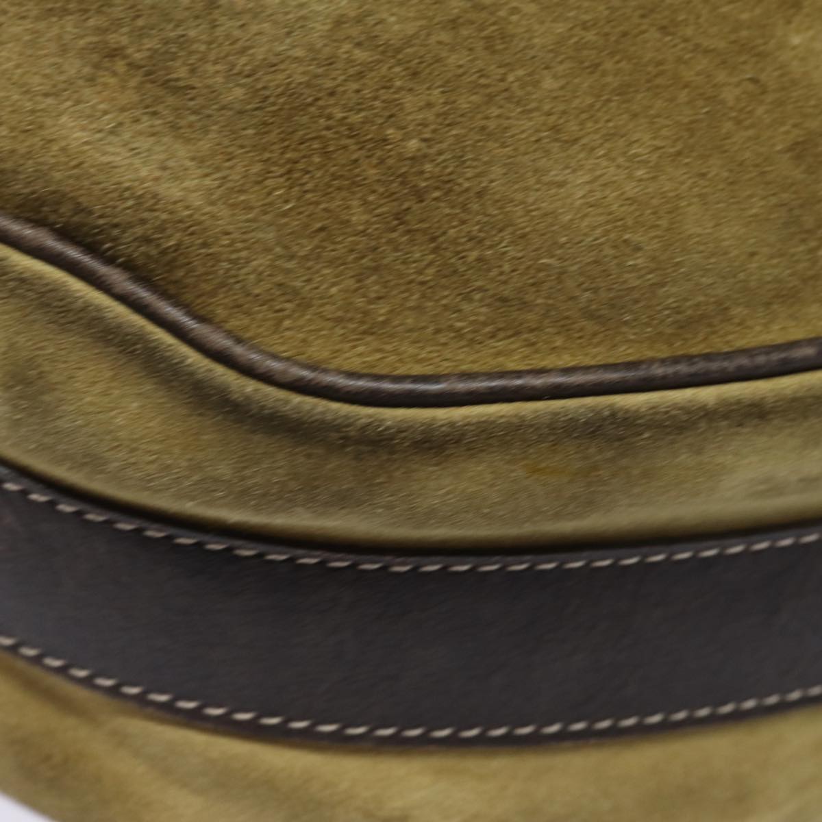 LOEWE Anagram Shoulder Bag Suede Khaki Brown Auth bs15239