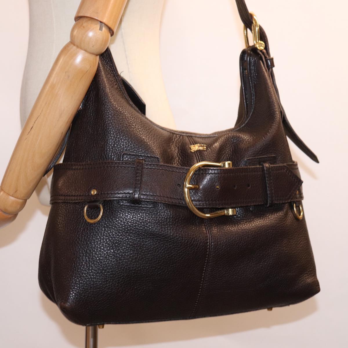 BURBERRY Shoulder Bag Leather Brown Auth bs15242