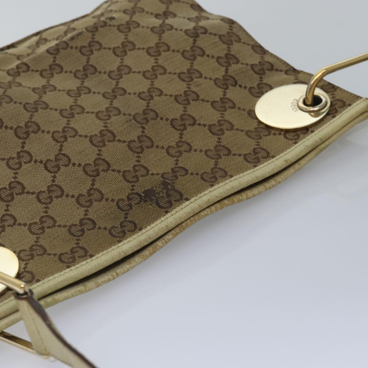 GUCCI GG Canvas Shoulder Bag Beige 120841 Auth bs15248