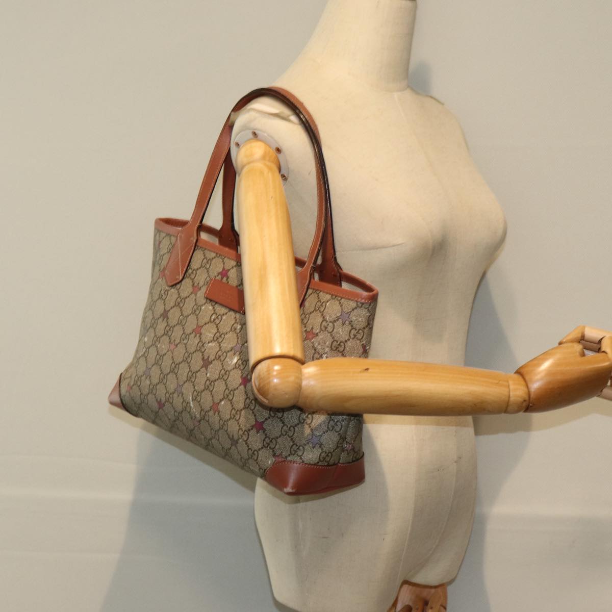 GUCCI GG Supreme Tote Bag PVC Leather Beige 309499 Auth bs15250